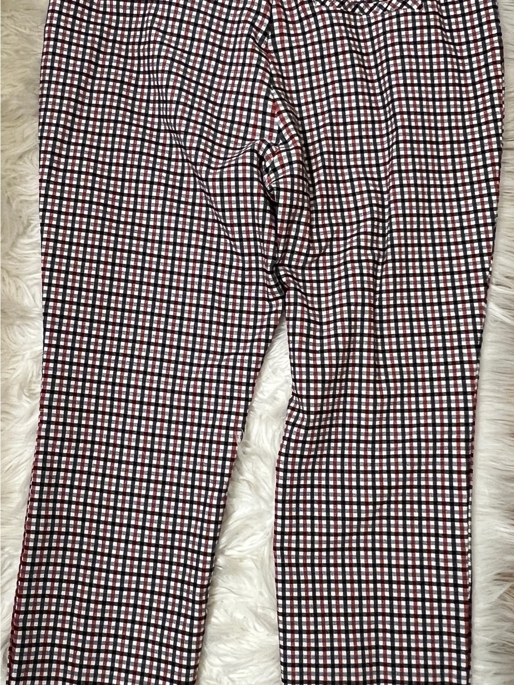 Women’s Jules and Leopold Dress Stretch Ankle Leggings Black and Red Check